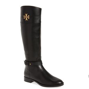Tory Burch Everly Riding Calf Leather Boots Black